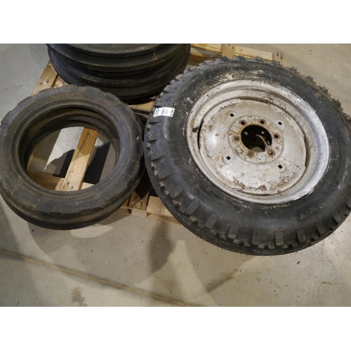 56 - Pair of new front wheels & tyres -19