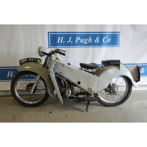 380 - Velocette LE MKII motorcycle. 1953. Hand start and gear changing, water cooled, shaft drive. Was las... 