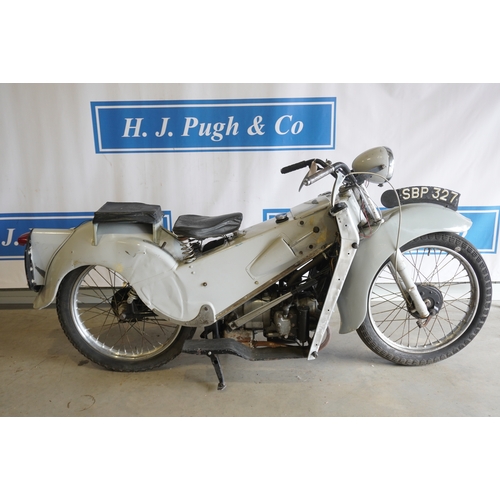 380 - Velocette LE MKII motorcycle. 1953. Hand start and gear changing, water cooled, shaft drive. Was las... 