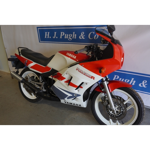 388 - Yamaha RD350 motorcycle. 1995. 347cc. Low mileage bike.   C/w old MOT papers, old invoice and tax ce... 