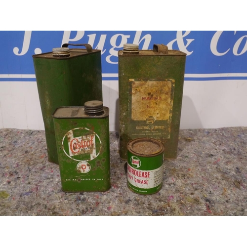 454 - 4 Castrol oil and grease cans