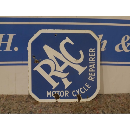 469 - RAC motorcycle repairer double sided enamel sign 16x16