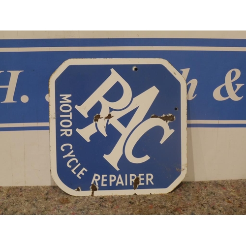 469 - RAC motorcycle repairer double sided enamel sign 16x16