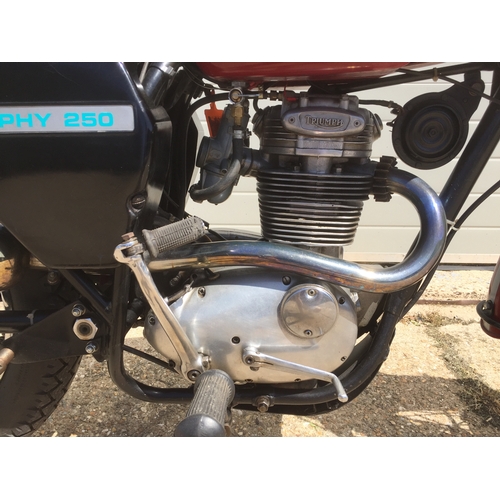 406 - Triumph TR25W Trophy motorcycle. 1970. Starts and runs. 250cc. In good original condition with the p... 