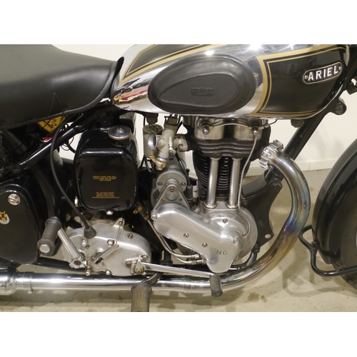 437 - Ariel NG motorcycle. 1950. 350cc. Frame no. AB2406. Engine no. A6135. Good engine compression. This ... 