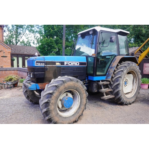 246 - Ford 7840 tractor. In regular use off local farm. Believed 11,000hrs. GWO. (Not including hedge trim... 