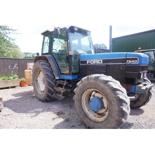 246 - Ford 7840 tractor. In regular use off local farm. Believed 11,000hrs. GWO. (Not including hedge trim... 