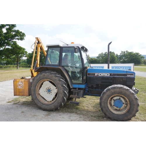 246 - Ford 7840 tractor. In regular use off local farm. Believed 11,000hrs. GWO. (Not including hedge trim... 