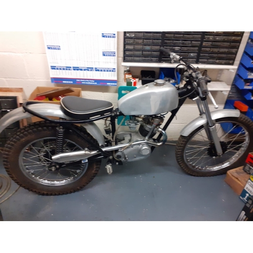 445 - Triumph Tigercub trails motorcycle. Heavy weight Triumph forks and yokes, Sammy Miller swing arm, oi... 