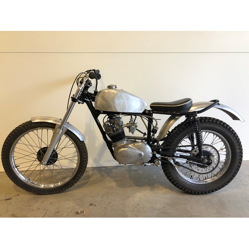 445 - Triumph Tigercub trails motorcycle. Heavy weight Triumph forks and yokes, Sammy Miller swing arm, oi... 