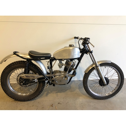 445 - Triumph Tigercub trails motorcycle. Heavy weight Triumph forks and yokes, Sammy Miller swing arm, oi... 