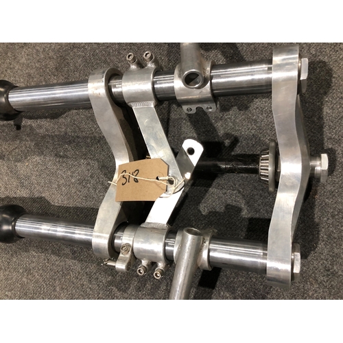 318 - Manx Norton short roadholder forks with alloy yokes, rebuilt for use with 4 leading shoe wheel