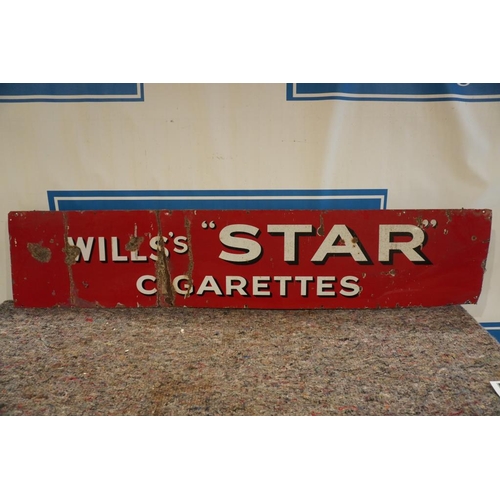 Wills Star cigarettes enamel sign 15x72