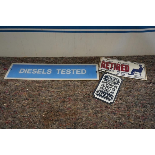 583 - Diesels tested plastic sign, 