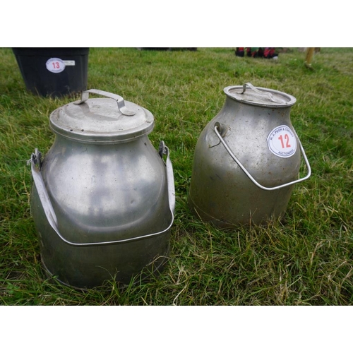 12 - Stainless steel milk buckets