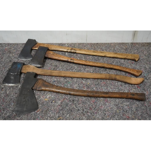 582 - Cornelius Whitehouse and Sons welsh miners axe, Elwell 4 1/2lb axe and 2 others