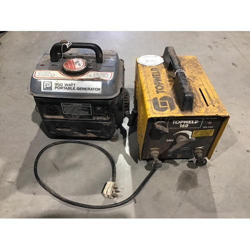 864 - Topweld 160 welder and Pro power 950 watt generator