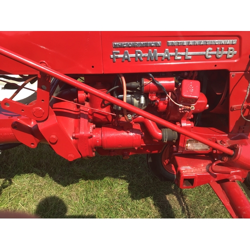 337 - International Farmall cub tractor. 1956. Petrol, runs well. Restored and new tyres fitted. 1956