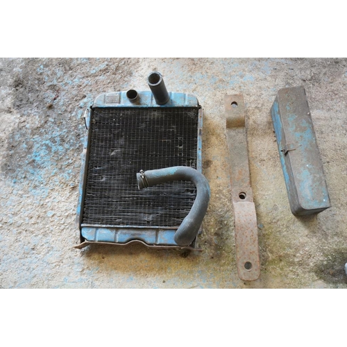 147 - Fordson Major radiator, drawbar and toolbox