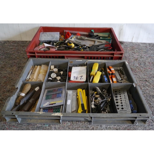 177 - 2 Trays of Stanley blades, hex keys and other workshop tools +VAT