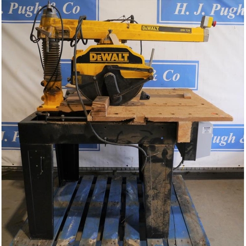 359 - Dewalt 729 radial arm saw, type A2, 400V, 3 phase, c/w stop brake