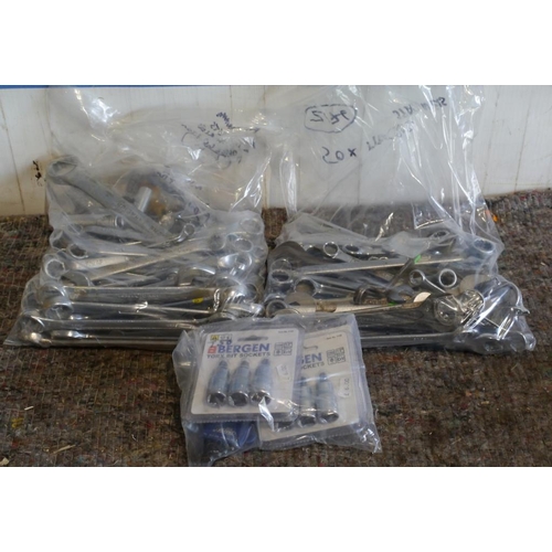 444 - 2 Bags of assorted combination spanners +VAT