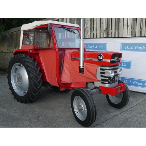 164 - Massey Ferguson 168 tractor. Restored, runs very well. Lambourne cab. Reg. REJ 496L. V5