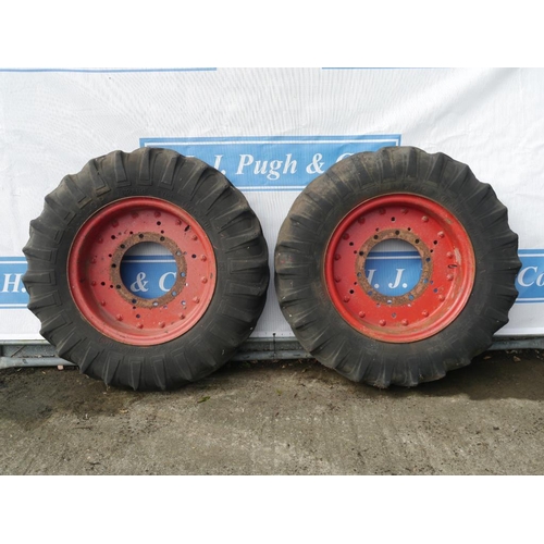 41 - Pair of Dunlop tyres 11.25x24 and wheels