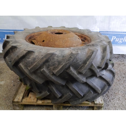 42 - Pair of Ferguson wheels and 12.4-28 tyres