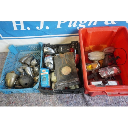 10 - 3 Boxes assorted car lights, light fittings etc