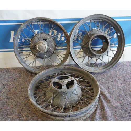 122 - 3 Vintage wire wheels