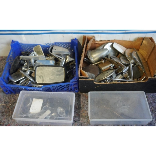 21 - 2 Boxes of assorted car mirrors etc