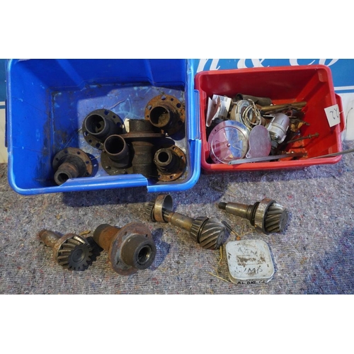 22 - 2 Boxes of gears and drive shaft parts