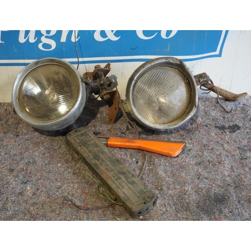 242 - 2 Simms vintage headlights and one old trafficator