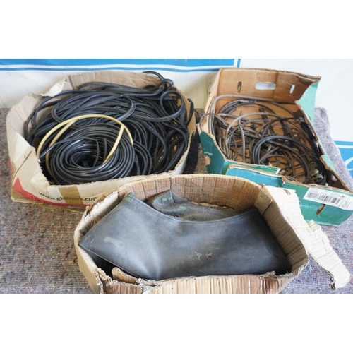 46 - Box of rubber seals, box of inner tubes and box of cables