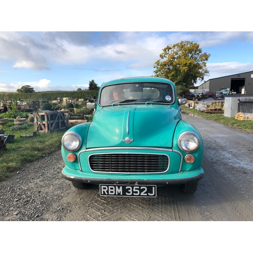 438 - Morris minor 1000 pick up. 1970. 1198cc. Restored, barn find, runs well. C/w lots of paperwork and h... 