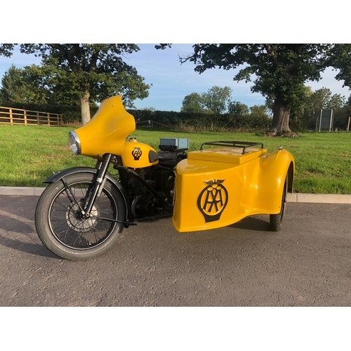 442 - BSA M21 AA Sidecar outfit. 1959. 591CC. The motorcycle comes with a Pye telecommunications box. No k... 