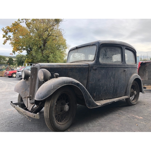 443 - Austin 7 2 door saloon. 1936. 858cc. Good original barn find. petrol. Chassis no-251181. Engine no- ... 