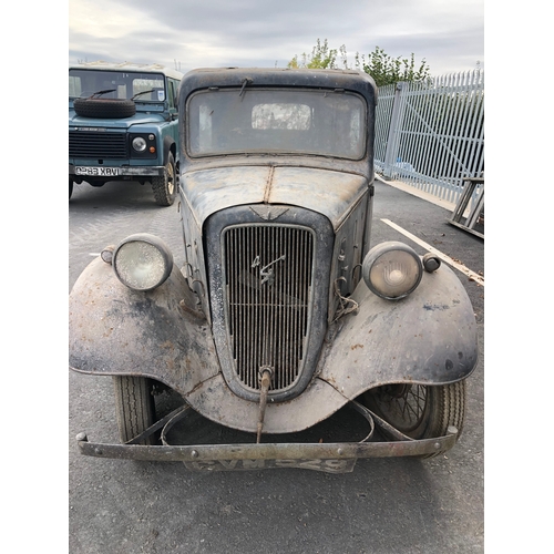 443 - Austin 7 2 door saloon. 1936. 858cc. Good original barn find. petrol. Chassis no-251181. Engine no- ... 