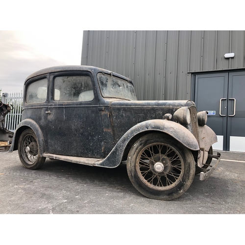 443 - Austin 7 2 door saloon. 1936. 858cc. Good original barn find. petrol. Chassis no-251181. Engine no- ... 