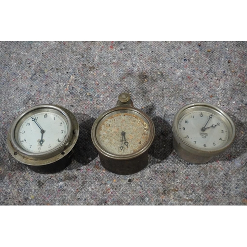 398 - 3 Vintage car clocks