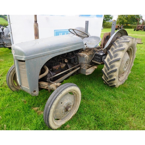 141 - Ferguson TEF diesel tractor. roll bar frame, belt pulley, SN.368425, c/w cordwood saw bench Reg. PDV... 