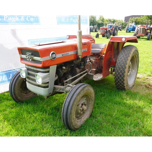 158 - Massey Ferguson 135 tractor. Early restoration, grass tyres