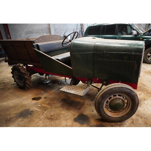 565 - Pattisson groundsman utility vehicle with tipping back, agricultural and steel studded wheels, very ... 