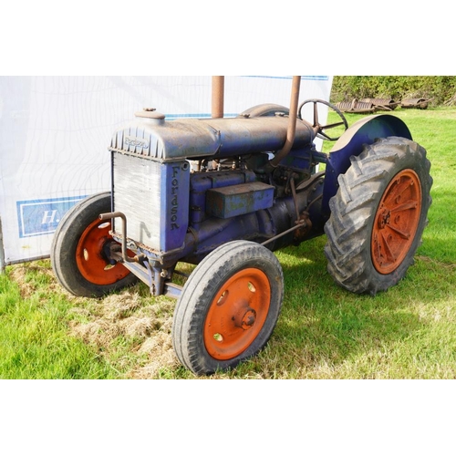 63 - Fordson Standard N tractor. Blue, narrow wing, pulley, part refurbished