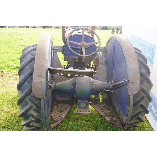 63 - Fordson Standard N tractor. Blue, narrow wing, pulley, part refurbished