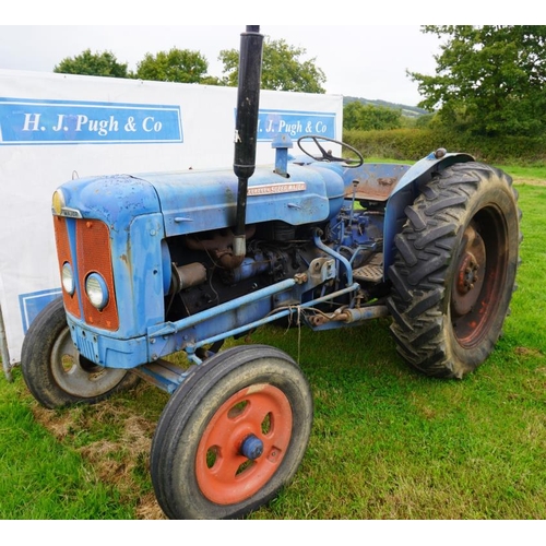 77 - Fordson Super Major tractor with part of a loader frame. Reg. 490 VDH