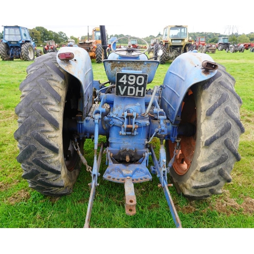 77 - Fordson Super Major tractor with part of a loader frame. Reg. 490 VDH