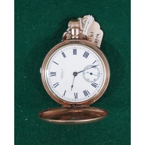 104 - Waltham pocket watch. 1919. Rolled gold hunter.