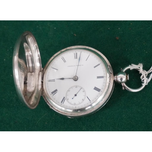 108 - Waltham sterling silver Hunter pocket watch. 1975. Fully jewelled